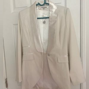 White satin lapel tuxedo jacket